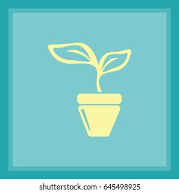 Flat icon. A pot with the plant.