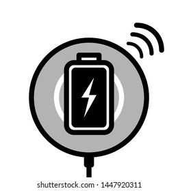 Flat icon Power bank battery. Power bank battery isolate on white background. Power bank can be wireless charging of the smartphone battery. Editable Stroke.