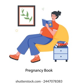 A flat icon of pregnancy book reading