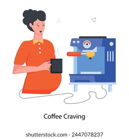 A flat icon of pregnancy coffee craving