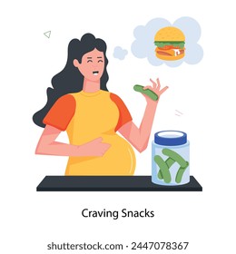 A flat icon of pregnancy craving snacks