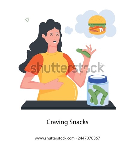 A flat icon of pregnancy craving snacks