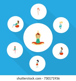 Flat Icon Pregnancy Set Of Pregnant Woman, Lady, Pose And Other Vector Objects. Also Includes Woman, Pregnant, Lady Elements.