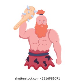 Flat icon of prehistoric fighter 
