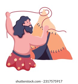 Flat icon of primitive tent 