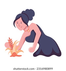 A flat icon of primitive woman 