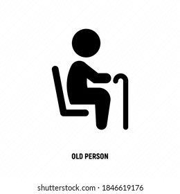 Flat icon of priority seat for old person or disabled. Vector illustration.