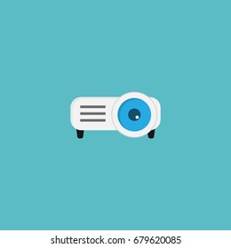 Flat Icon Projector Element. Vector Illustration Of Flat Icon Presentation Isolated On Clean Background. Can Be Used As Projector, Presentation And Slideshow Symbols.