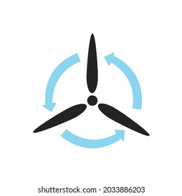 Flat icon a propeller renewable energy wind turbines for apps or website. Vector illustration
