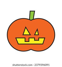 Flat icon pumpkin head halloween solated on white background. Vector illustration.