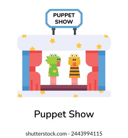 Here’s a flat icon of a puppet show 