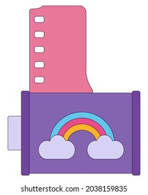 Flat icon of purple icon in 90s retro style isolated on a white background. Vector illustration