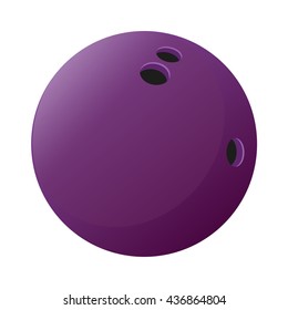 Flat icon purple bowling ball with shadow. Game icon. Vector illustration.