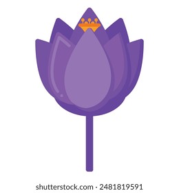 Icono plano de una flor de Crocus púrpura con pétalos detallados y estambres amarillos

