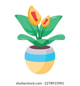 Here’s a flat icon of a purple orchid vase 