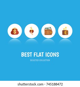 Flat Icon Purse Set Of Payment, Money, Saving And Other Vector Objects. Also Includes Billfold, Saving, Pouch Elements.