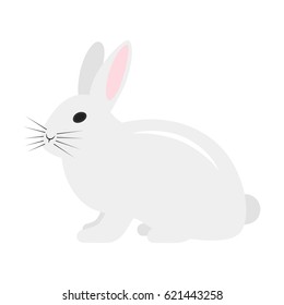 Flat icon rabbit isolated on white background. Vector illustration.