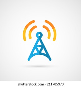 Flat icon of radio tower.