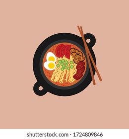 flat icon ramen noodle asian cuisine