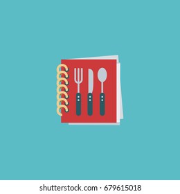 Flat Icon Recipe Book Element. Vector Illustration Of Flat Icon Cooking Notebook Isolated On Clean Background. Can Be Used As Book, Recipe And Cooking Symbols.