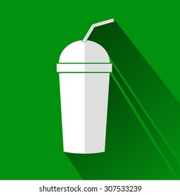 Flat icon of of Recycle Drink Glass, isolated on white
