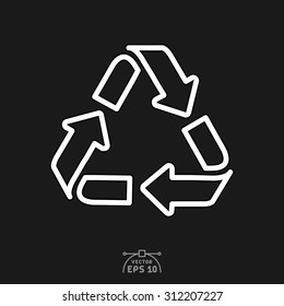 flat icon of recycle sign.