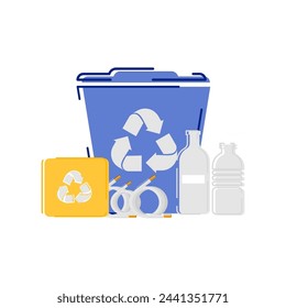 Icono plano de los residuos de reciclaje sobre fondo aislado.