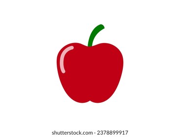 Icono plano manzana roja aislada en fondo blanco. Icono de fruta. Icono de manzana roja vectorial