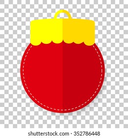 Flat Icon - Red Christmas ball at transparent effect background,