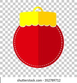 Flat Icon - Red Christmas ball at transparent effect background,
