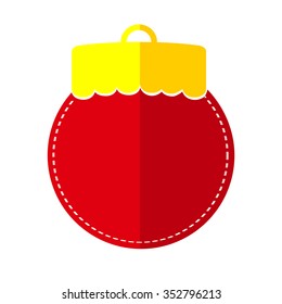 Flat Icon - Red Christmas ball at white background,
