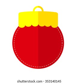 Flat Icon - Red Christmas ball at white background,
