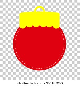 Flat Icon - Red Christmas ball at transparent effect background,
