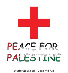 Flat icon Red Cross peace for Palestine solated on white background. Vector illustration.