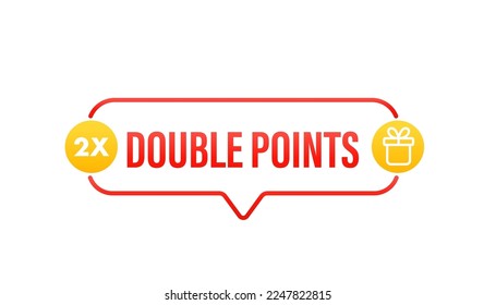 Flat icon with red double points for promotion design. Badge flat on white background. Vector illustration