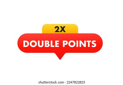 Flat icon with red double points for promotion design. Badge flat on white background. Vector illustration