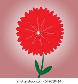 Flat icon red flower. For design.