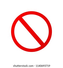 Flat icon red forbidden sign isolated on white background. Vector illustration. Closed sign.