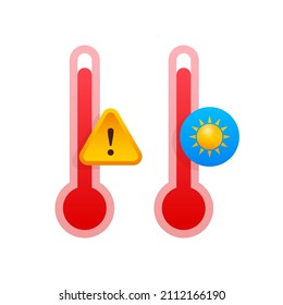 Icono plano con alta temperatura roja. Icono azul plano. Fuego, llama.