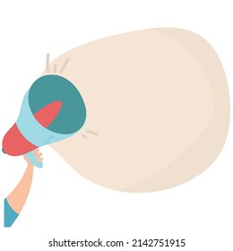 Flat icon red megaphone with bubble with hand for concept design. Vector illustration template. Flat design. Business concept