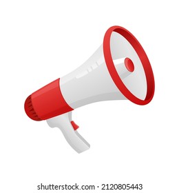 Flat icon with red megaphone for concept design. Vector illustration template. Flat design. Business concept