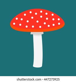 Flat icon red mushroom. Vector illustration.