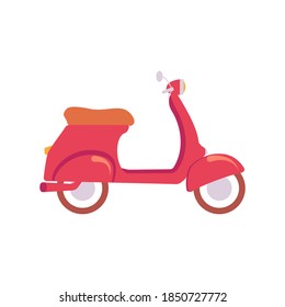 Flat icon of red scooter. 