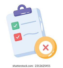 A flat icon of rejected list 