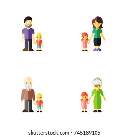 Flat Icon Relatives Set Of Grandson, Grandchild, Daugther Vector Objects. Also Includes Mother, Grandson, Family Elements.