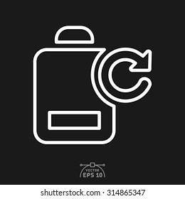 Flat icon of reload sign with reload battery.