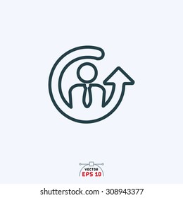 Flat icon of reload with user sign.
