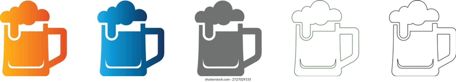 Um ícone plano representando uma caneca de cerveja, parte de um conjunto de ícones profissionais. Gráfico vetorial preto sólido, isolado em fundo branco, design escalável.
