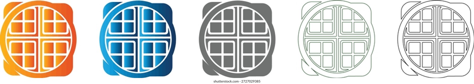 A flat icon representing a crossed grid circle, part of a unified icon set. Solid black vector graphic isolated on white, clean and modern design.