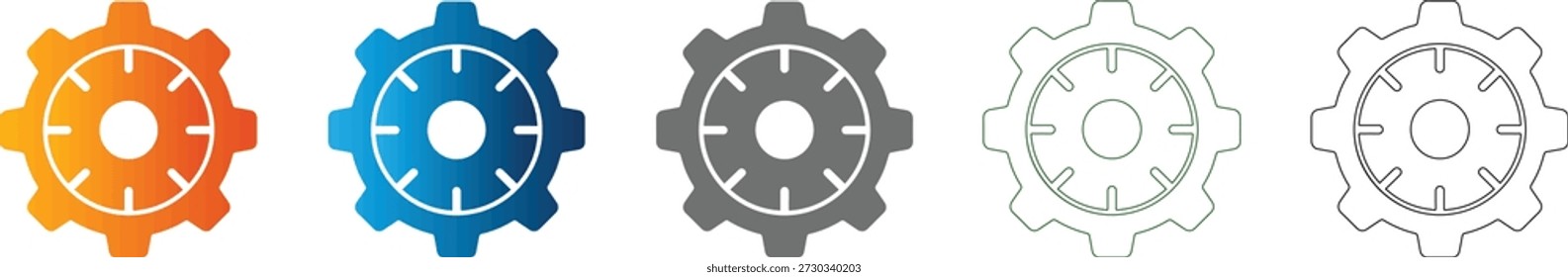 Un icono plano que representa una rueda dentada, parte de un conjunto de iconos cohesivos. Gráfico de Vector negro sólido, aislado sobre fondo blanco, simbolizando Configuraciones.